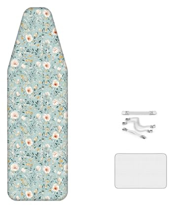 Copriasse da Stiro, Puro Cotone - Design 2 In 1, con Elementi di Fissaggio, Copriasse di Ricambio 157 X 58 Cm, Adatto per Assi da Stiro A Vapore di Grandi Dimensioni