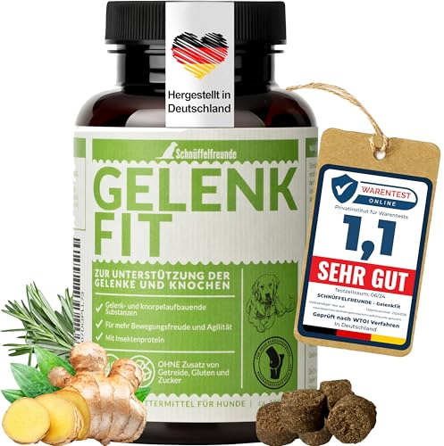 Schnüffelfreunde Gelenk Fit I Natürliche Gelenktabletten für Hunde zur Unterstützung der Knochen und Gelenke I Mit Grünlippmuschel, MSM und Kurkuma (150g - ca. 180 Stück)