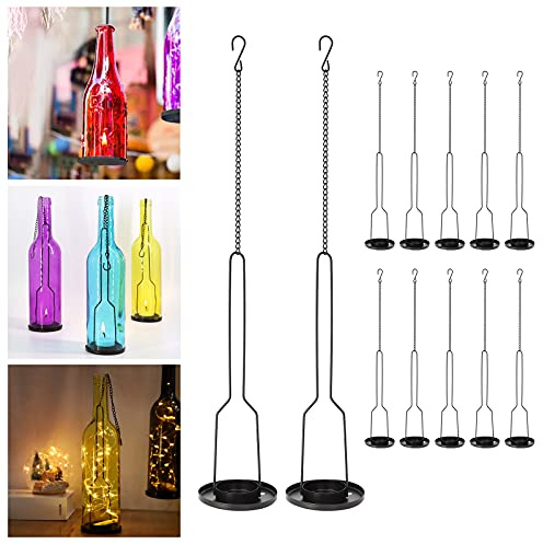AceList 12-Pack Wrought Iron Candle Holders - DIY Bottle Candelabra for Weddings, Garden, Patio, Parties | Elegant Matte Black Finish | Transform Wine, Beer, Liquor Bottles into Lantern Lamps