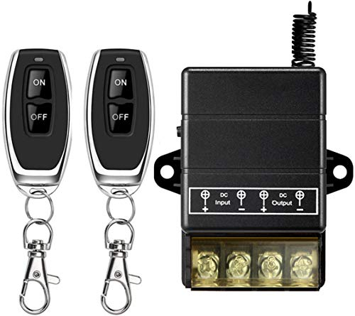 DONJON Wireless Remote Switch,DC 12V/24V48V/72V 30A Remote Control Relay Switch with 328ft Long Range for Car Anti-Theft Alarms,Security Systems Roller Lind Door,Gate Barriers,Motor Cycles etc