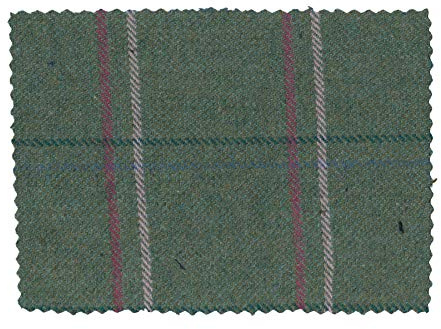 Tweed-Stoff - aus 60% Wolle - kariert - Salbeigrün mit rosafarbenen Streifen - 50 x 150cm