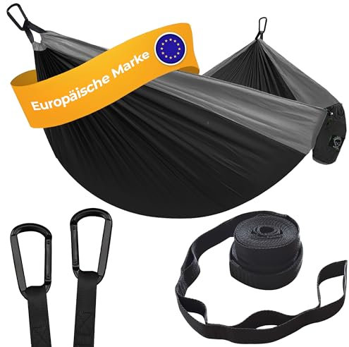 Hängematte Camping - Ultraleichte Outdoor Hängematte, Perfektes Camping Geschenke, Camping Hängematte Outdoor, Hängematte 1 Person mit Baumgurten + Karabiner