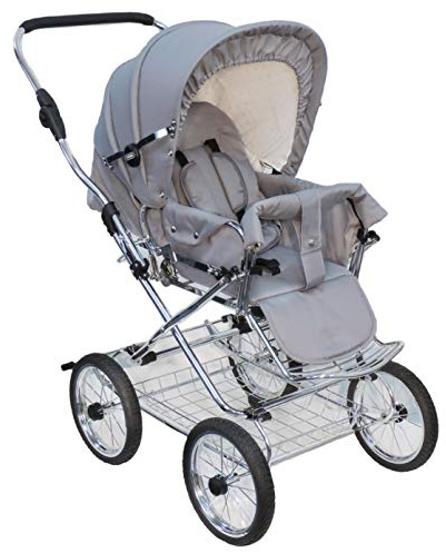 EICHHORN Kinderwagen Buggy Sportwagen mit Lederriemengestell und Schieberhöhenverstellung, Blickrichtung wechselbar, Stoff Grau (ECCO-Rad)