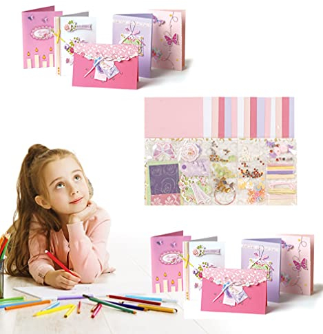 Bastelsets für Kinder, Kartenbastelsets für Erwachsene und Kinder, inklusive 15 leeren Karten und Umschlägen und Dekorationen, Kunst- und Bastelbedarf für alle Anlässe
