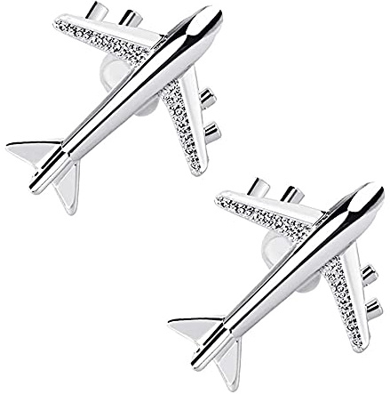 1 par silver manschettknappar för flygplan Elegant flygplan unisex manschettknapp flygmanschettknappar glittrande hållbart för bröllopsverksamhet Julfest män kvinnor
