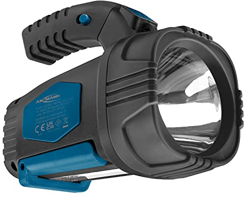 ANSMANN LED Handscheinwerfer superhell & große Leuchtweite 200m, lange Leuchtdauer 8h, Standfuß, Pistolengriff, Handleuchte ideal für Camping, Arbeit, Werkstatt, KFZ, Jagd, Angeln, Wandern