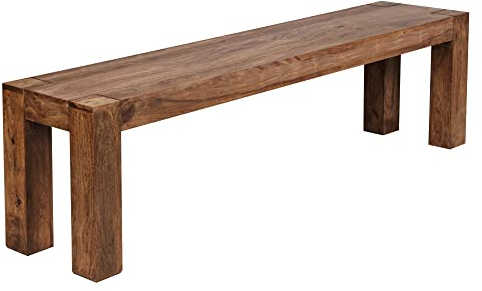 möbelando Esszimmer Sitzbank Mumbai Massiv-Holz Sheesham 160 x 45 x 35 cm Holz-Bank Natur-Produkt Küchenbank im Landhaus-Stil