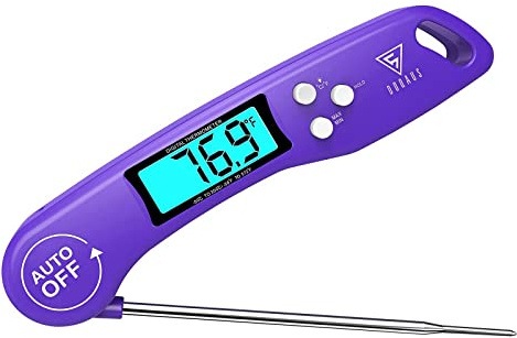 DOQAUS Digital Meat Thermometer, Instant Read Food Thermometer for Cooking with Backlit & Auto-Rotating Display, 4.6” Probe for Grilling, Baking, and Perfect BBQ - Purple