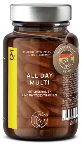 Multivitamin Kapseln hochdosiert - 30 wertvolle Vitamine A-Z, Mineralstoffe, Spurenelemente & Pflanzenextrakte - All In One Premium Multi Vitamine - natürlich & vegan