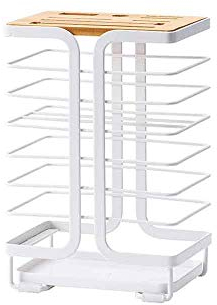 Porte-Couteau de Cuisine Blanc Universel métal Bois Bambou Bloc de Couteaux Support de Rangement Multifonction Organisateur