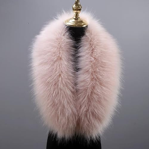 PTNKUIIY Damen Fellkragen Pelzkragen, Pelz Schal Winter Fuchspelz Kragen Pelzkragen Fuchsfell Winterkragen Wärm Fellschal Kragen Abnehmbare Halswärmer für Jacken Wintermantel Kapuze 90CM,Rosa