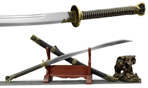 LONGSWORD Handmade Yan ling dao Broadsword with Forged High Carbon Steel Blade-PU Wood Scabbard and Alloy Fittings-Perfect for Martial Arts Practice