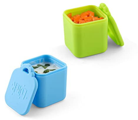 2PCS Dip Containers Compatible with, 4oz Salad Dressing Container To Go | Silicone Container for Most Bento Lunch Box Dipping Sauce Condiment Container with Lids for Kids School Picnic (Blue, Green)