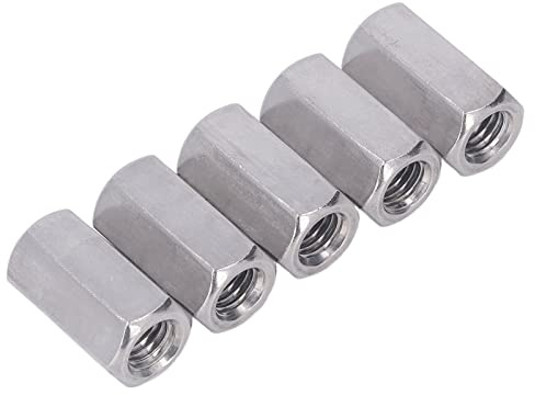 BORDSTRACT 5 Stück M12 x 36mm Verbindungsmuttern, Edelstahl Distanzhülsen Gewindemuffen Distanzmuttern Langmutter Sechskantmuffen mit Innengewinde für Haushalts Bürogeräte Montageschrauben