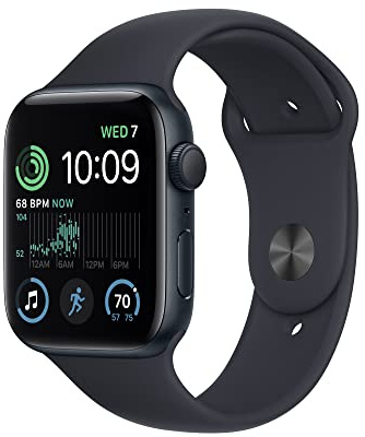 Apple Watch SE (2nd Gen) (GPS, 44mm) - Midnight Aluminum Case with Midnight Sport Band, M/L (Renewed Premium)