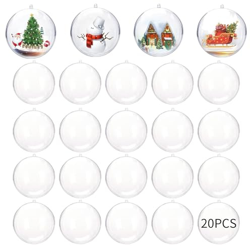 FANNITE 20 Pièces Boules De Noël Transparente,Boules Acrylique De Décoration,Boule en Plastique A Remplir,Boules De Décoration De Sapin De Noël,Boules De Noël,pour Arbre De Noël Décoration(6cm)