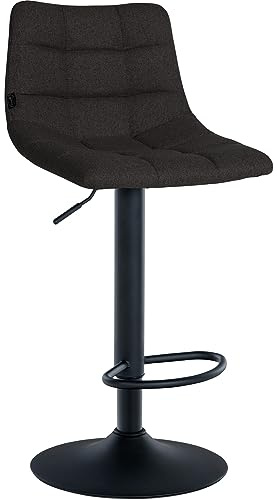 CLP Barhocker Jerry Stoff I Höhenverstellbarer Barstuhl I 360° Drehstuhl Mit Rückenlehne Für Küche Und Lounge | Farbe schwarz Gestell Farbe schwarz