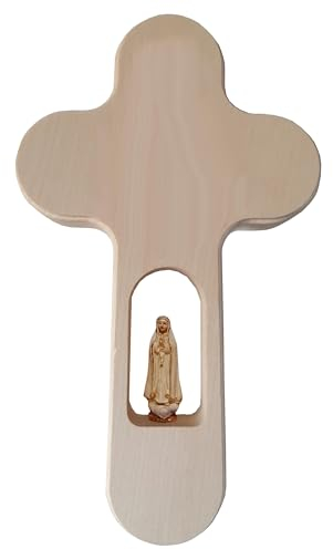 Kaltner Präsente Geschenkidee - Kreuz Wandkreuz Kruzifix aus Ahorn Holz 21 cm für die Wand mit Gottes Mutter Maria