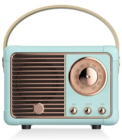Vegena Radio Vintage Retro, Mini Altavoz Bluetooth, Altavoz Bluetooth Retro, Portatil Pequeña, Radio Nostálgica Pequeña Portátil Recargable Radios De Cocina para Oficina Hogar