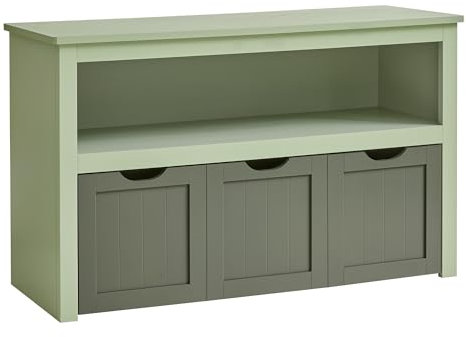 VASAGLE Kinderregal, Spielzeugaufbewahrung für Kinder, Aufbewahrungsschrank, Spielzeugschrank, Aufbewahrungsbox mit Rollen, Spielzeugregal, für Kinderzimmer, 30 x 102 x 60 cm, lorbeergrün LHS380C02