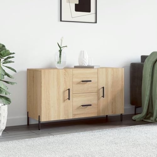 LAPOOH Sideboard Sonoma-ek 100 x 36 x 60 cm trämaterial, hallskåp, byrå sovrum, vardagsrumsskåp, hallbyrå, sidoskåp, byråskåp, köksskåp – 828183