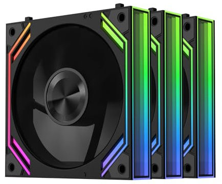 iHTP G120PRO - Ventilador de carcasa inversa ARGB de 120 mm, conexión en cadena, ventilador de CPU de hasta 1850 rpm, paquete de 3 (negro)