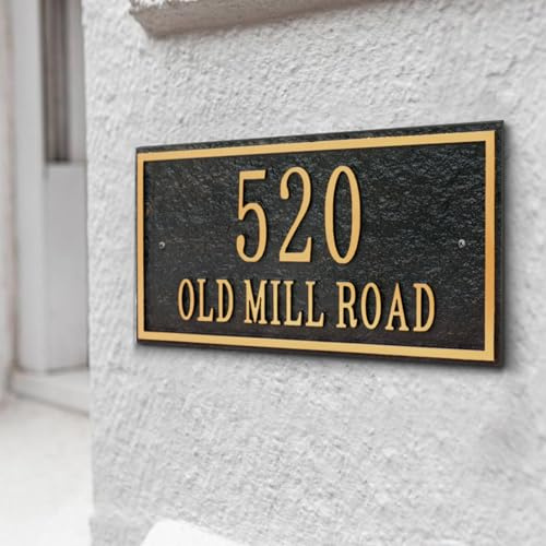 Custom Address Plaque Sign, Address Numbers Signs Plate for House Outside Yard,Apartment,Office,Mailbox,Street,Garage,911 Visibility Signage (Style 1,Black/Rose Gold)