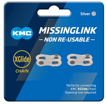 KMC xGlide 9/10/11 Speed Non-Reusable MissingLink Joining Link, Silver, 2 Pairs