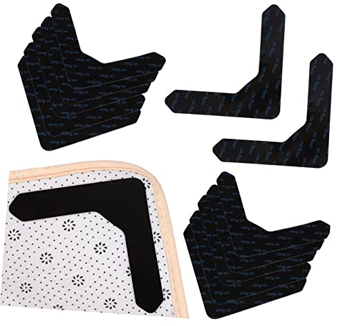 Cabilock 12pcs Rug Non-slip Stickers for Indoor Door Mats Carpet Mat Gripper Living Room U-shaped Black Carpet Stickers for Hardwood Laminate Tile Floors