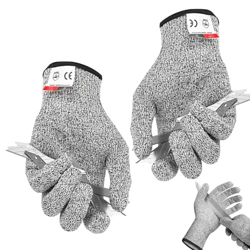 Schnittfeste Küchenhandschuhe - Handschutzhandschuhe, 5-stufige atmungsaktive Arbeitshandschuhe | Küchenhandschuhe für Holzschnitzen, Zimmerei, Lager, Fleischschneiden, Garten