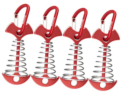 GALPADA 4stücke Aluminiumlegierung Fish Bone Zeltpflöcke Mit Federklammern Stabile Leichte Zeltanker Für Outdoor Camping Vielseitig Einsetzbar Für Holzplatten Und Zeltheringe
