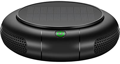 Purificador de aire de iones negativos para coche con panel solar de 1200 mAh, batería silenciosa, limpiador de aire para el hogar, coche, oficina, alergias, mascotas, polvo, polen, olores de pelo