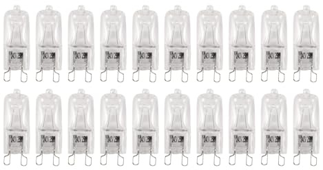 CAIONPLE 20St G9 Halogenlampor, 25W Halogenlampor Dimbar, Varmvit 2800K för Ljuskronor, HäNgen, Landskapsljus