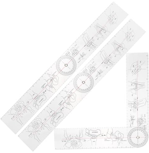 LIFKOME Goniometro Angolare Medico Righello Angolare Plastica Trasparente Per Misurazione Articolazioni Dita Gomiti Ginocchia Set 3 Pezzi Per Uso Fisioterapia Ortopedico