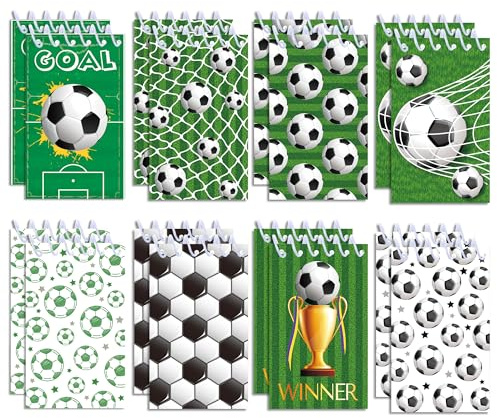 CC HOME 24 Stück Mini Notizblöcke Kinder Fußball Kinder Gastgeschenke Mini Notizbuch Spirale Notizblöcke für Kinder Fußbal Geburtstag Party Klassenzimmer Party Mitgebsel