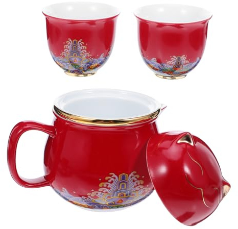 TOPPERFUN Portable Ceramic Gongfu Tea Set Cat Themed Teapot with Two Cups Lightweight Travel Design for Office and Outdoor Use Elegant Storage Bag Included