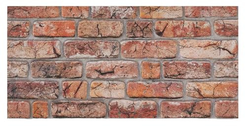 K&B Panels 3D Wall Panel, Rustic Brick Effect Styrofoam Wall Panelling, Lightweight, Easy to Install, Dual Insulation to Reduce Acoustic Noise, Indoor & Outdoor (Rustic Tuscan Red) (1 Panel)