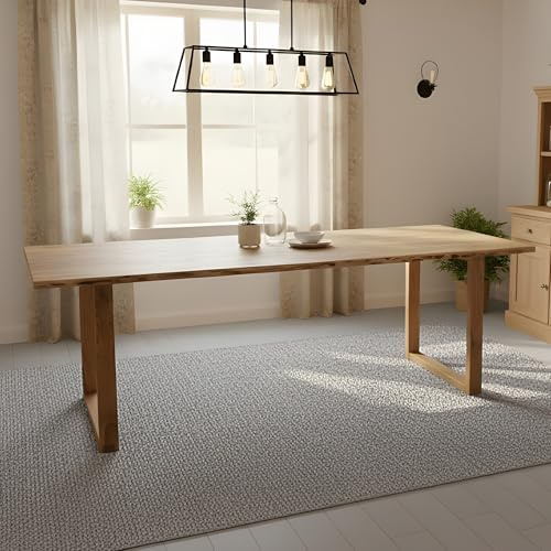 SAM Esstisch Graz 200x100 cm Akazie Natur Baumkante U-Gestell Holz | Baumkantentisch massiv, Akazienholz naturfarben, pflegeleichter Esszimmertisch/Küchentisch