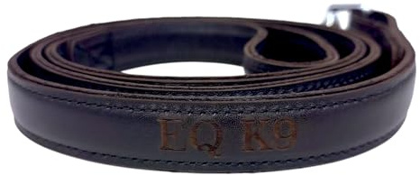 EQ K9 Hundeleine, 100% echtes Leder, Hundeleine mit starkem Verschluss, für Spaziergänge und Training, geeignet für kleine, mittelgroße und große Hunde, 1,2 m (Schwarz)