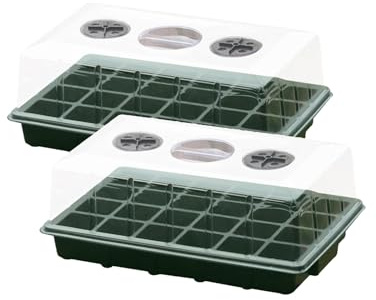 Lot de 2 serres d'intérieur - Mini serre pour démarrer la croissance des semis - Transparent et visible - Réutilisable (vert, A)