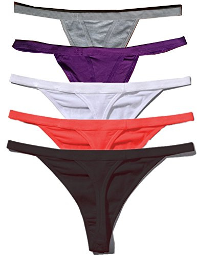 Zofirao 5 Pack Women's Multicolored Panties Cotton Spandex Thongs Underwear G-strings (multicolored, M)