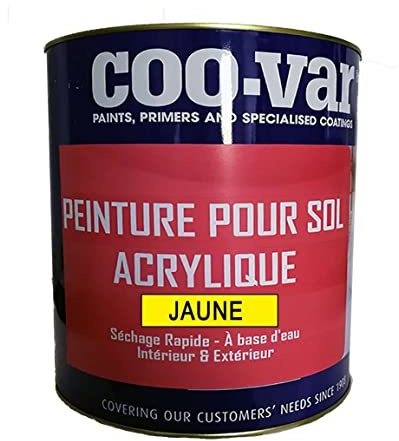 Coo-Var Acrylic Paint for Indoor and Outdoor Flooring Cement Concrete Quick Drying 1L Yellow