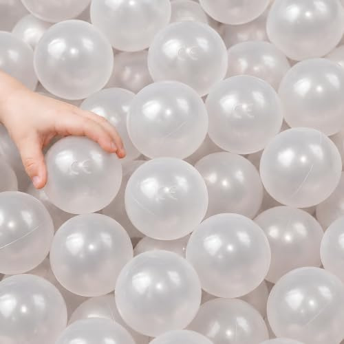 LittleTom 50 Boules Transparentes pour Piscine a balles Bebe 5,5 cm en Plastique PE - balles legeres pour Parc de Jeu ou Tente - Jouet pour Interieur et Exterieur