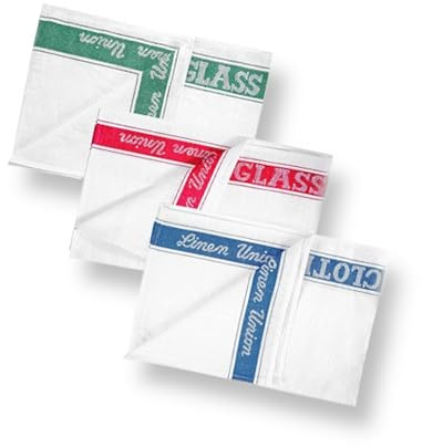 A & B TRADERS Set of 6 Linen Union Glass Cloths Tea Towels Kitchen Catering Professional