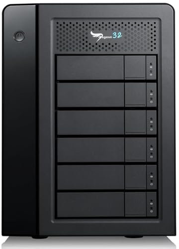 Promise Technology Pegasus32 R6 48TB (6x8TB) Hybrid Thunderbolt 3 or USB32 Direct Attached RAID Storage, High Performance External Hard Drive (P32R6HD48US)