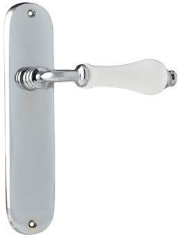 B&M Vintage Solid Brass Lever Latch with Ivory Porcelain Door Handle Pair 165 * 45mm (Chrome Polished)