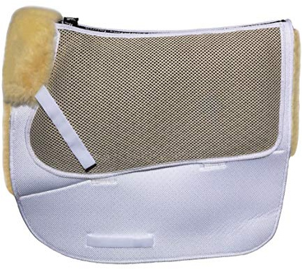 Engel Reitsport AirTec Plus Lammfell Schabracke mit Funktionsgewebe AT-SCHABRA1AP-D-WEI-MED wirbelsäulenfrei aufpolsterbar Fellrand vorne Weiss/Med. D (Dressur)