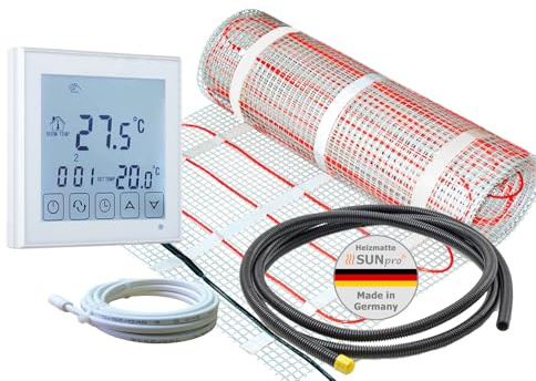 ew direkt elektrische Fußbodenheizung SunPro 160, Komplettset 5 m² für Fliesen, Naturstein mit Thermostat RT-45