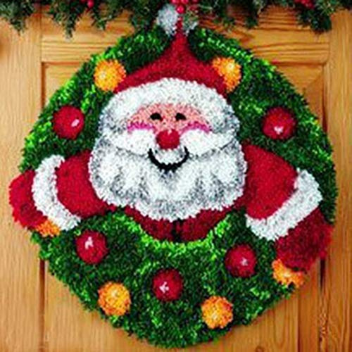 SKTWOE Knüpfen Knüpfteppich Weihnachten DIY Kreuzstich Knüpfpackung Unfinished Häkeln Teppich Yarn Kissen Handwerk Für Kinder Und Erwachsene 20X20 Zoll (500X500 Mm),B