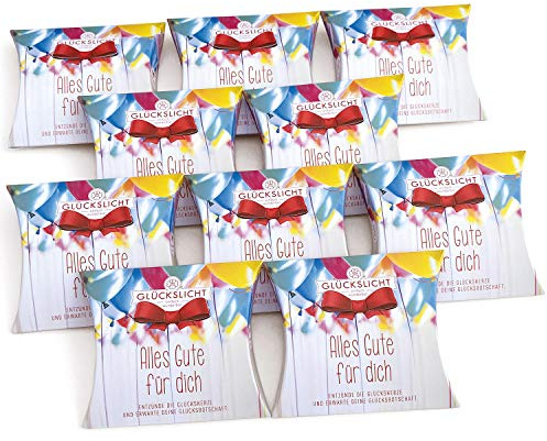 Glückslicht in der Geschenkbox mit der ausgestanzten Schleife | Edition Emotion | Alles Gute für dich | Mit bunten Luftballons | 10er-Set